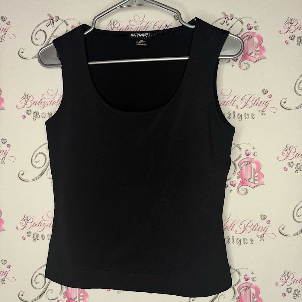 Holt renfrew tank top black scoop neck basic cami camisole shirt